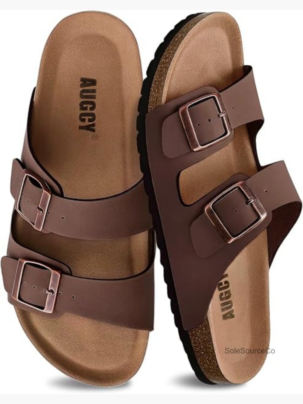 Slides for Women Cork Footbed Arch Support Adjustable Buckle Sandals